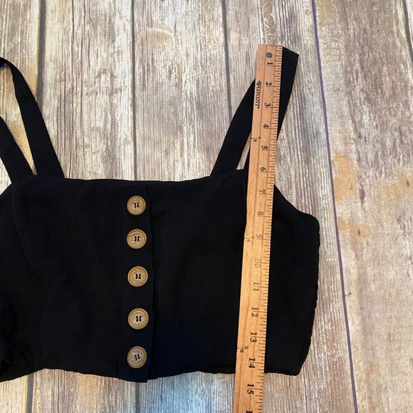 Lulus Black Sweet As Ever Cropped Button Front Tank Top - Picture 6 of 11